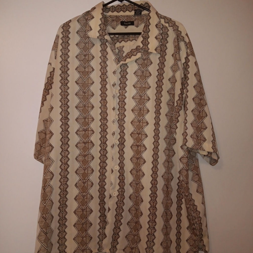 Gochu mens 3xl tribal cream/brown shirt